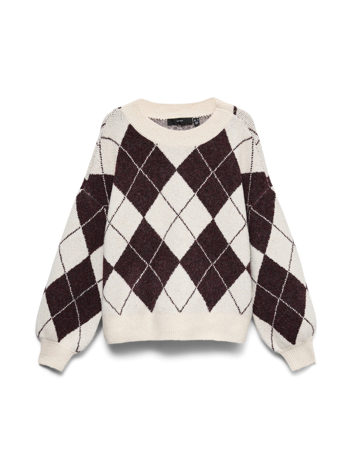 Jumper: Knitted O Neck Long Sleeves DOFFY JAQUARD - Cream - Vero Moda