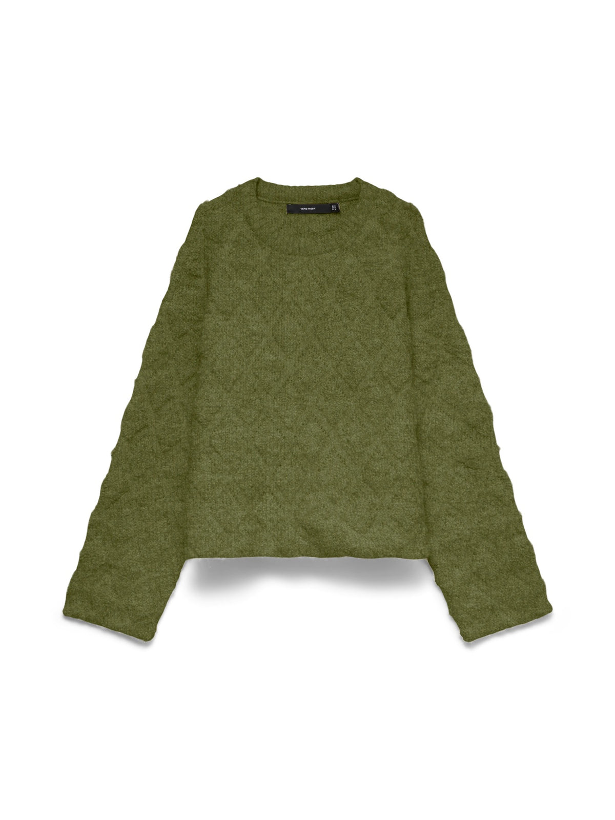 Jumper: Chunky Knit Long Sleeve Argyle O Neck ARGIE - Green - Vero Moda