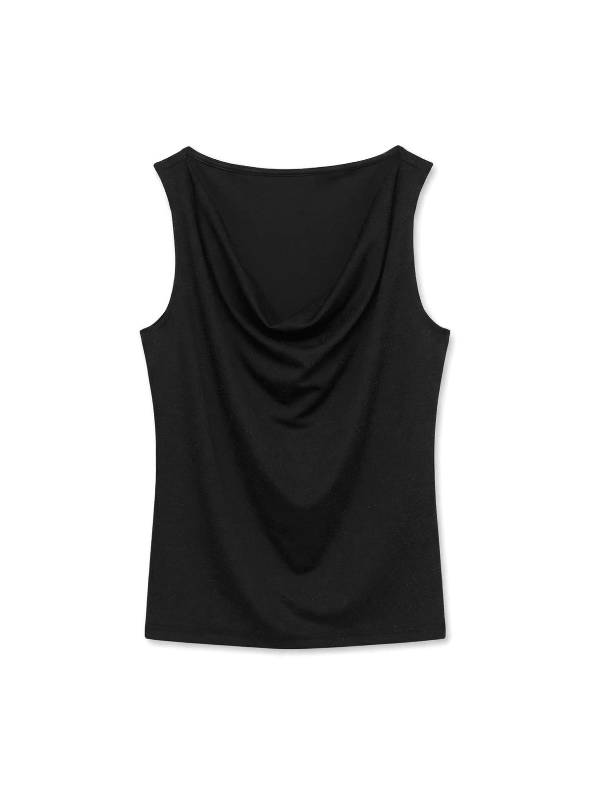 Blouse: Slim Fit Waterfall Neck Sparkles KANVA - Black & Silver - Vero Moda
