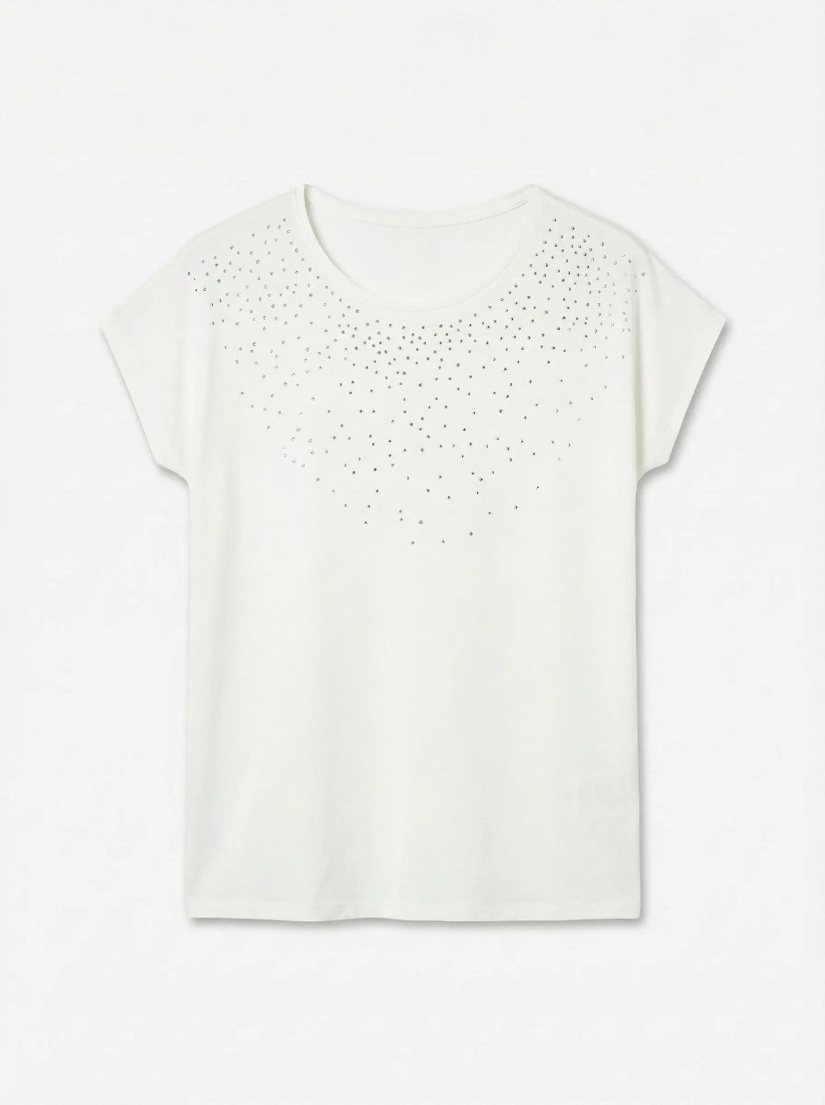 T-Shirt: Lyocell Short Sleeve  AVA STUDS  - White Silver - Vero Moda