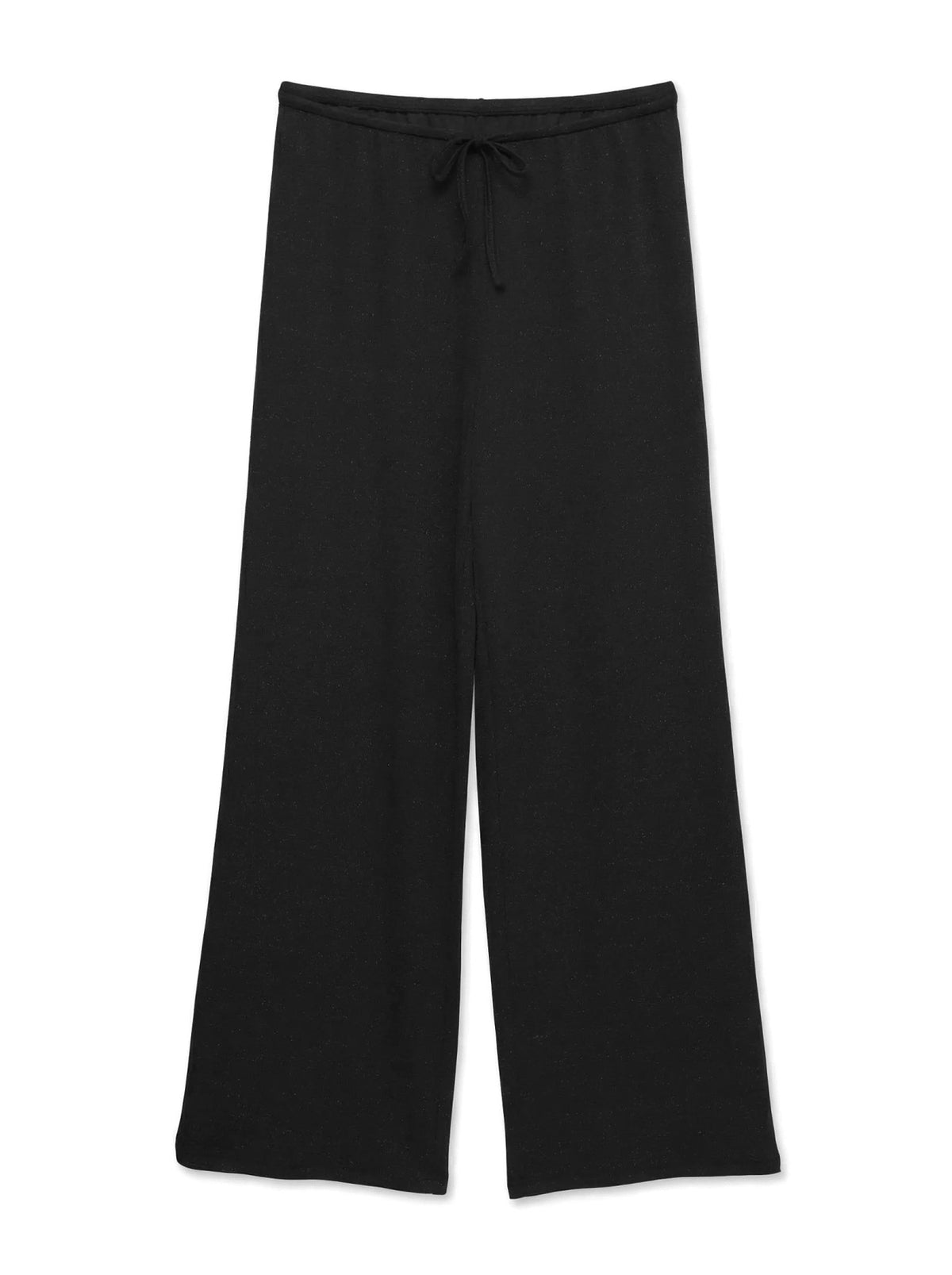 Trousers:  High Waist Wide Leg METTALIC Tie Fastening KANVA - Black & Silver - Vero Moda