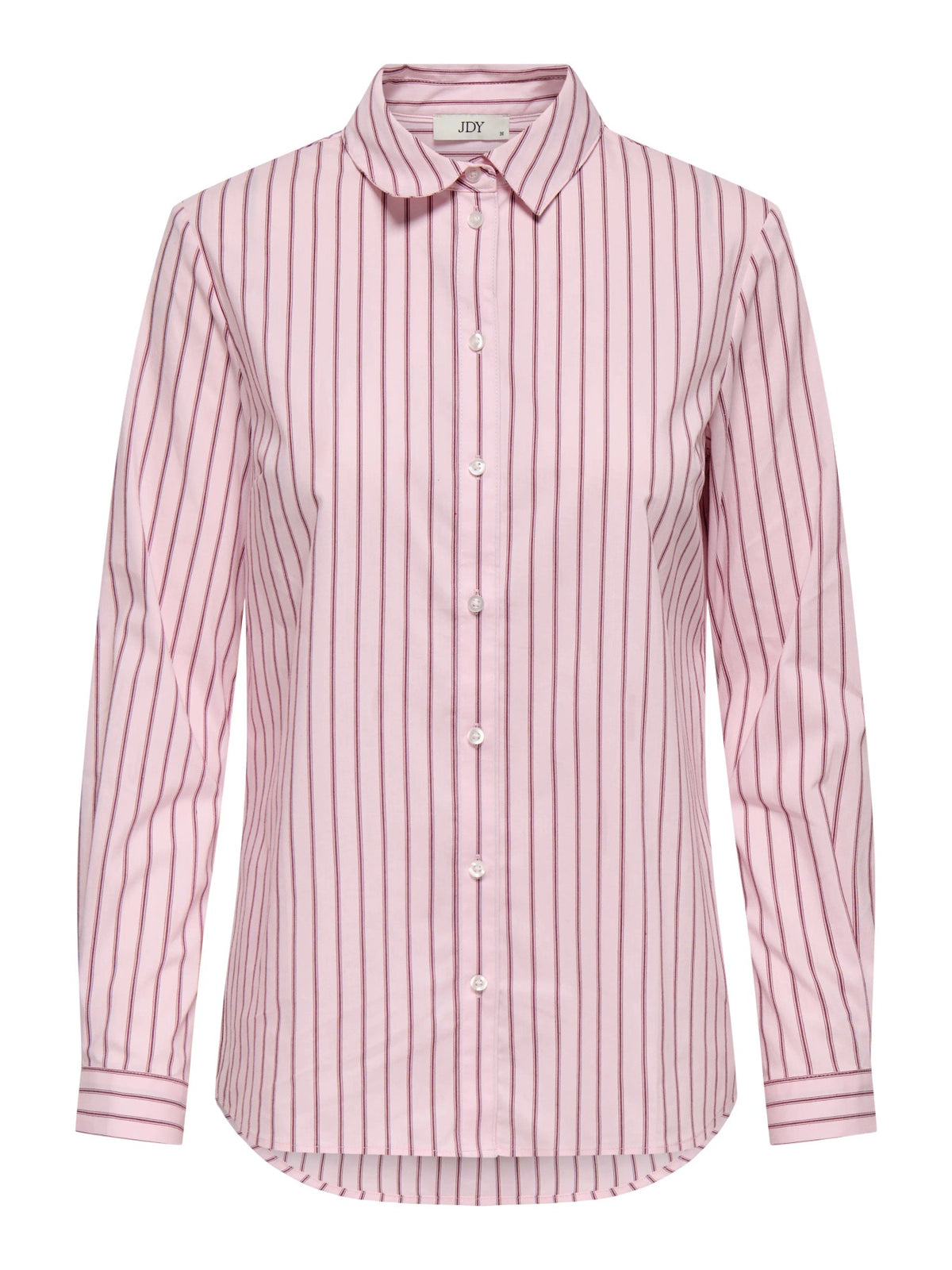 Shirt: Cotton Long Sleeve Collar Stripe MIO - Chalk Pink & FIG - JdY