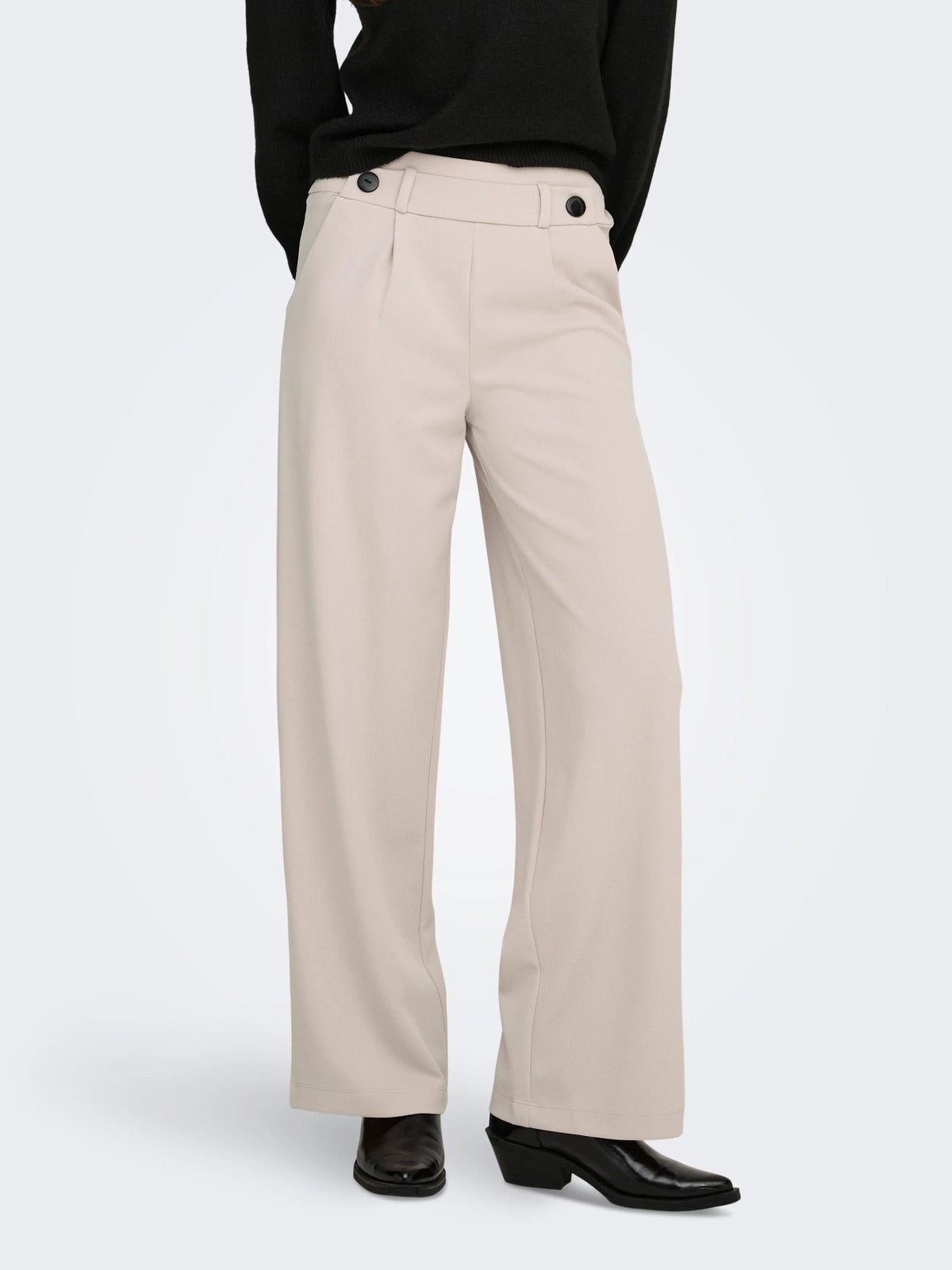 Trousers: Stretch Button Wide Leg 32" GEGGO - Chateau Beige - JDY