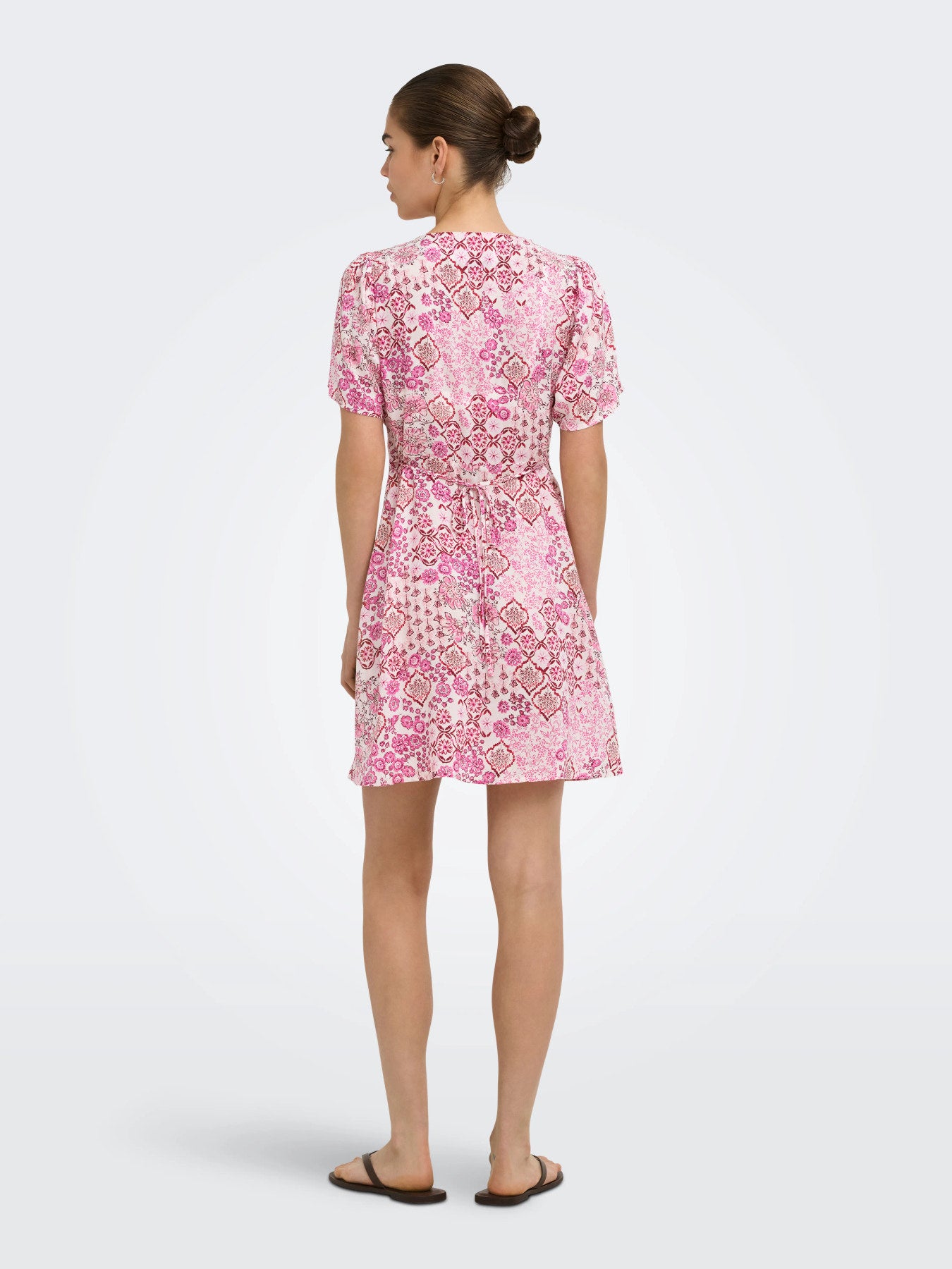 Short dress: LENZING™ ECOVERO™ Short Sleeve V Neck Buttons Mosiac