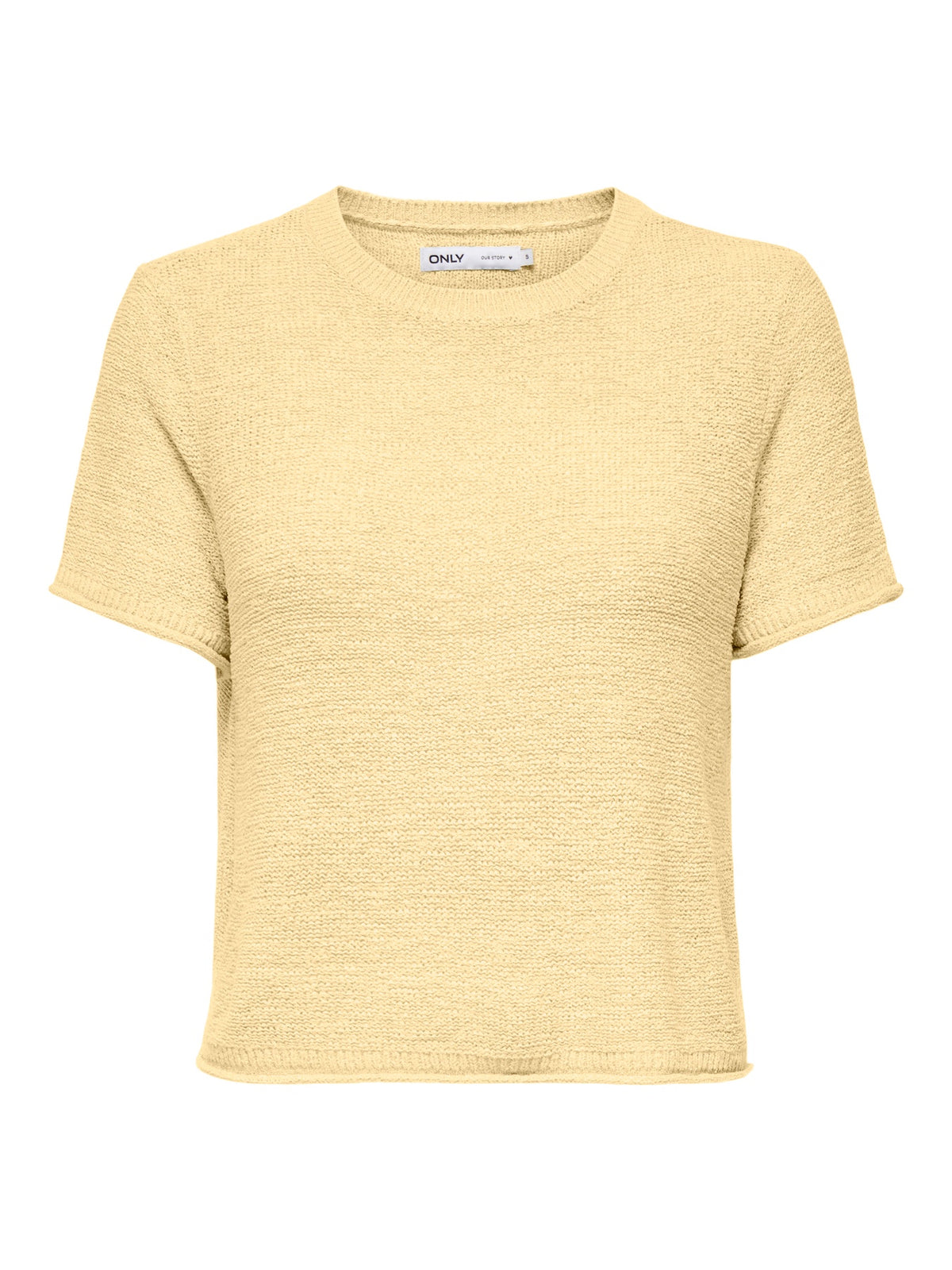 Top: Fine Knit Short Sleeve O Neck SUNNY - Pale Yellow - ONLY