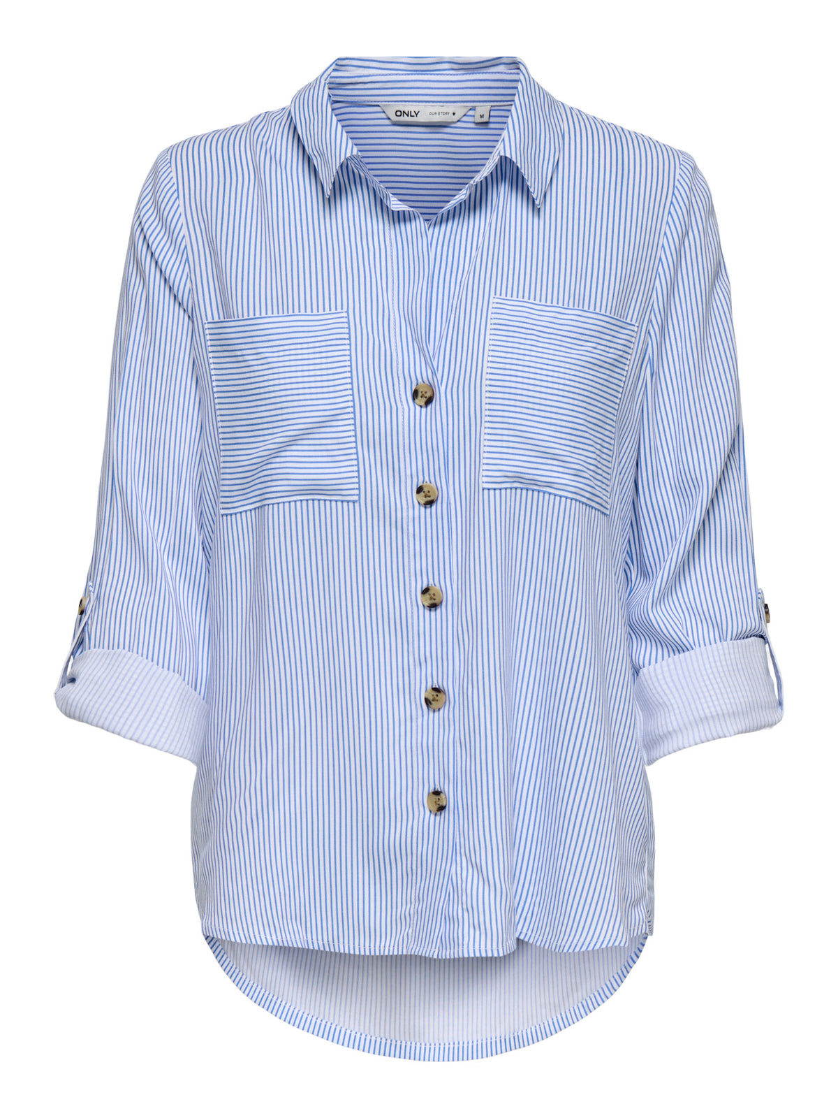 Shirt: Viscose Stripe Long Sleeve Button Cuff YASMIN - Marine Blue - ONLY
