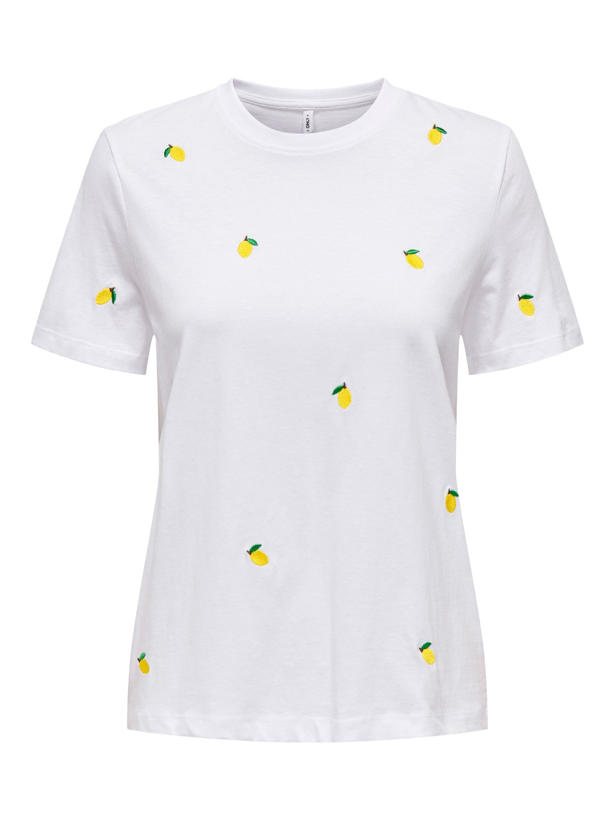 T-Shirt: Organic Cotton Short Sleeve O Neck Embroidered Lemons  KETTY - Bright White - ONLY