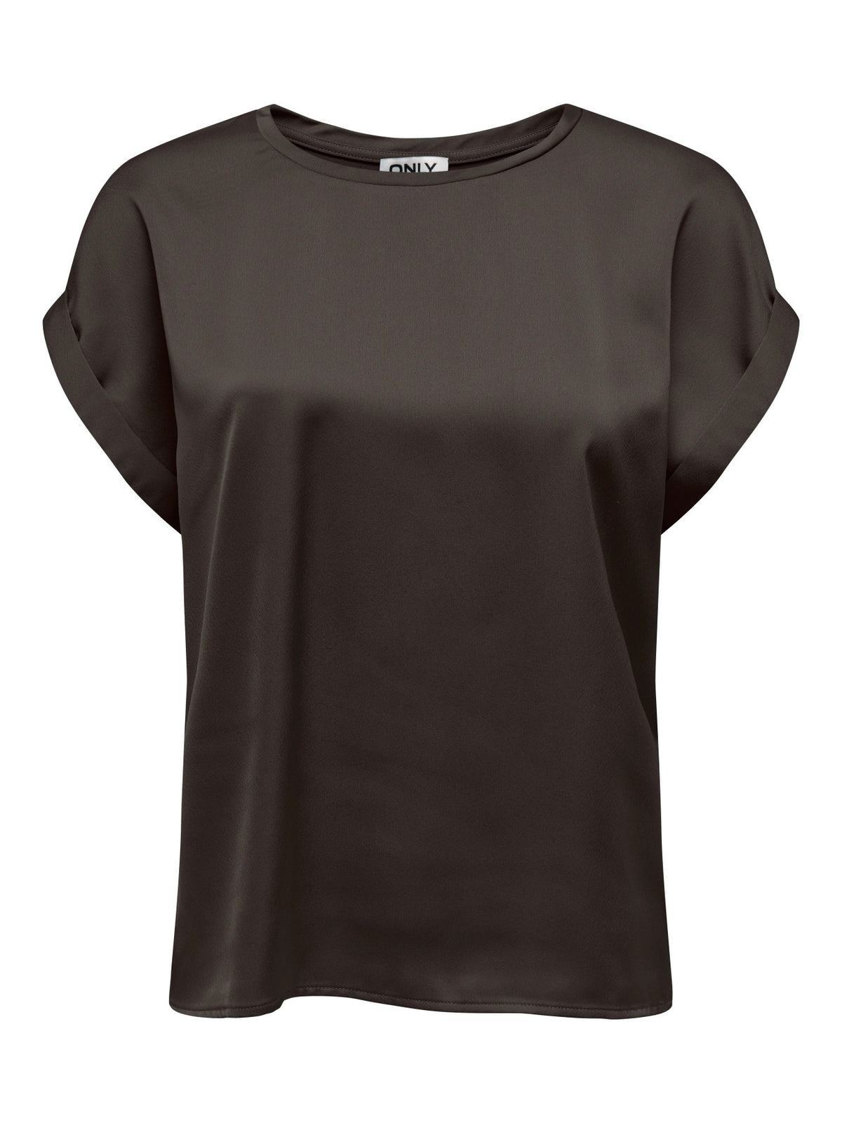 T-Shirt: Short Sleeve O Neck Plain LIEKE - Chocolate - ONLY