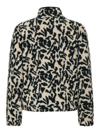 Sweatshirt: Fleece High Neck Long Sleeve Zip Print NEW DALLAS - Black