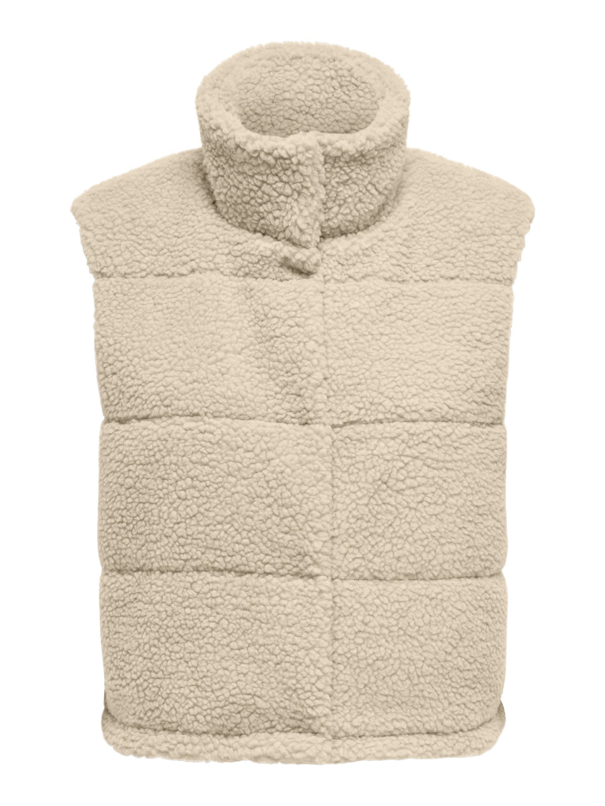 Gillet: Teddy Zip High Neck SANDRA - Pumice Stone Cream - ONLY