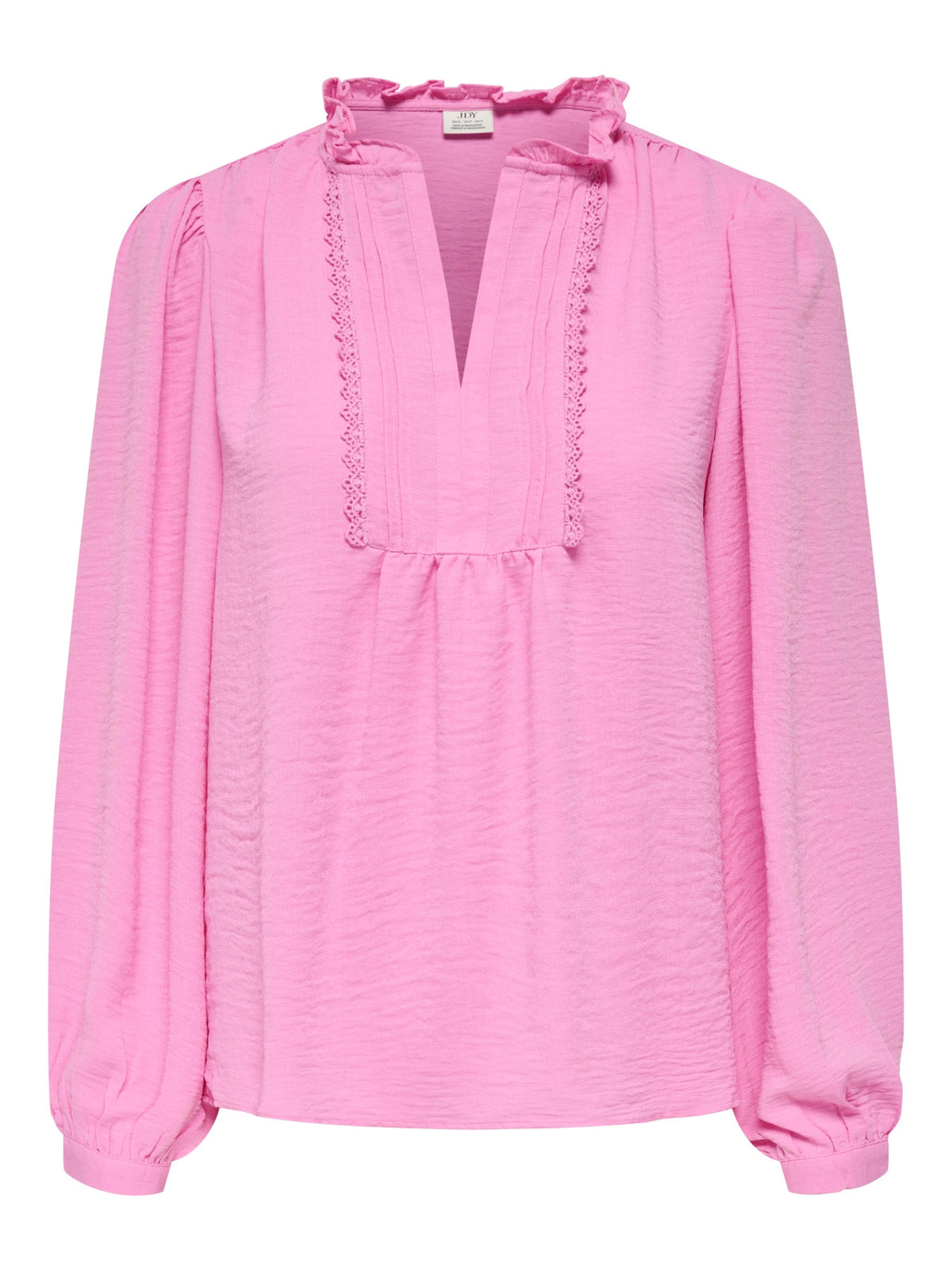 Blouse: Lightweight Long Sleeve Frill Collar RACHEL - Fuchsia Pink - JDY