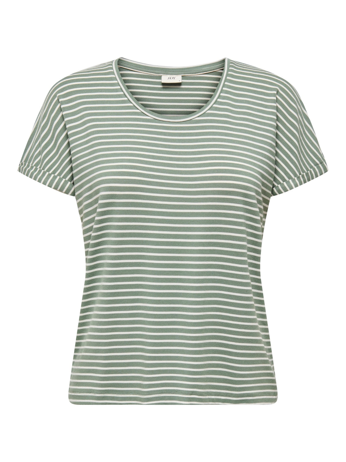 T-Shirt: Viscose Stretch Short Sleeve O Neck Stripe SISSY - Cream Green - JdY