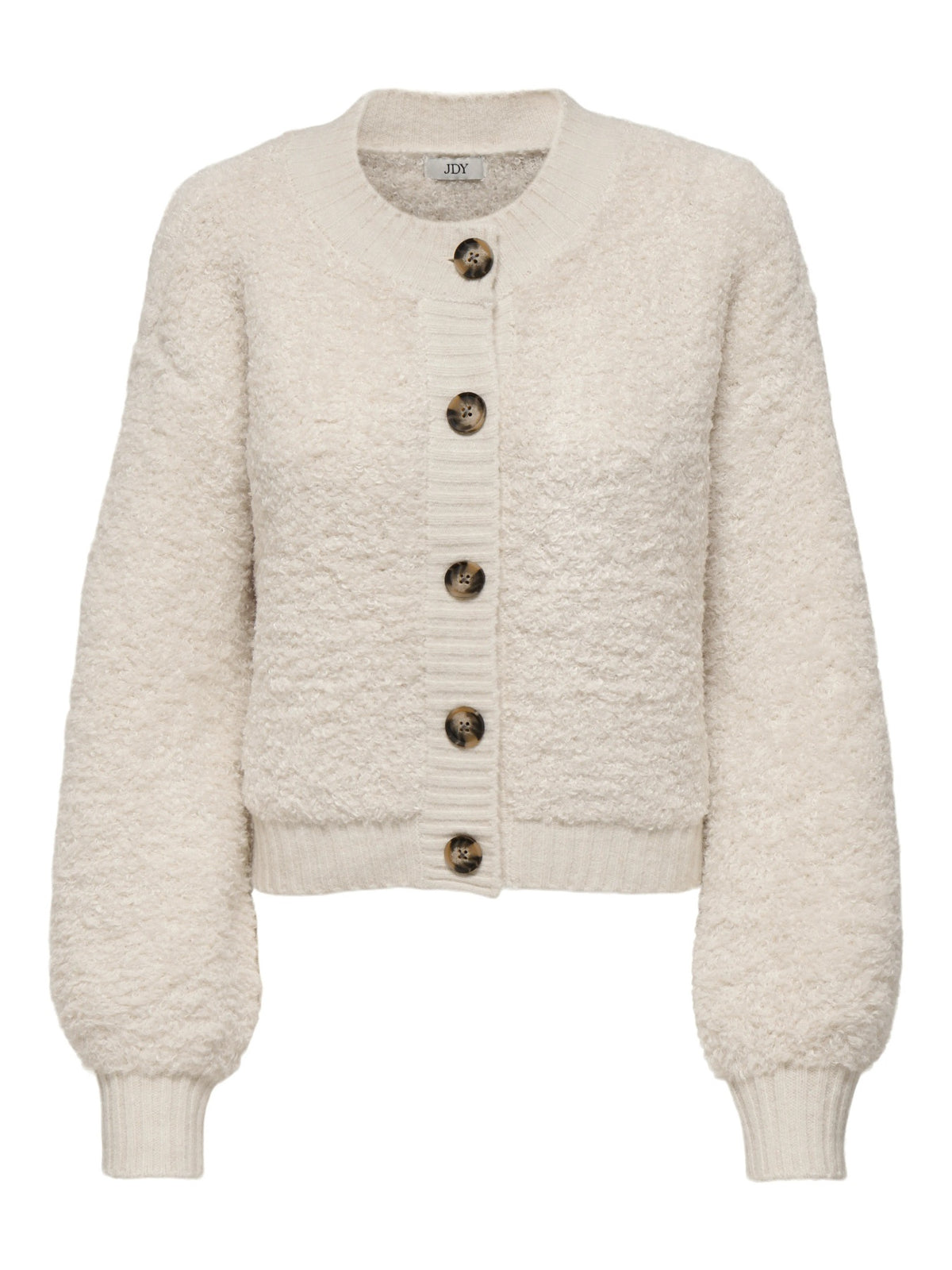 Cardigan: Knitted Dropped Shoulders O Neck Long Sleeve EIRA - Cream - JDY