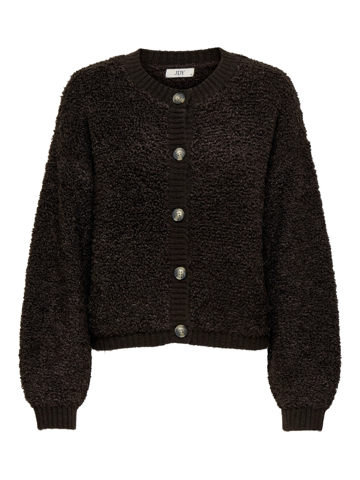 Cardigan: Knitted Dropped Shoulders O Neck Long Sleeve EIRA - Chocolate  - JDY