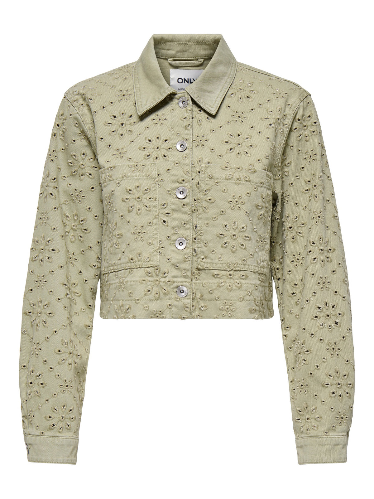 Jacket: Cotton Crochet Short ELSA  - Elm Green - ONLY