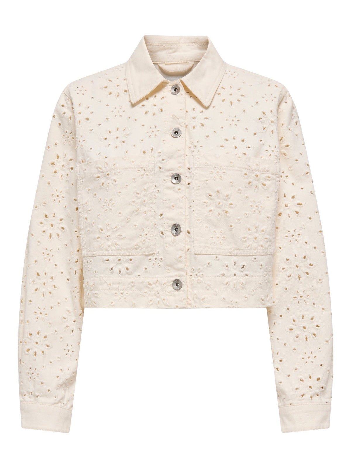 Jacket: Cotton Crochet Short ELSA  - Cream - ONLY