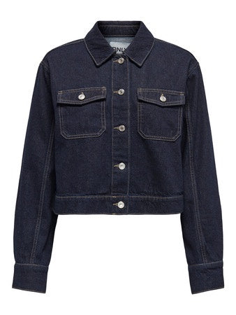 Jacket: Denim Collar Long Sleeve Chest Pockets LUMI - Blue