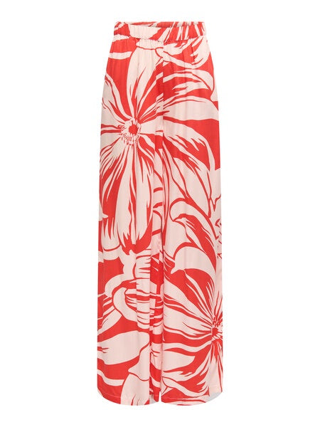 Trousers: Livaeco Wide Leg Large Floral Print ONLMILLY  - Red - ONLY