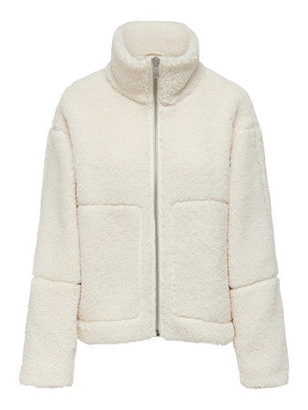 Jacket: Teddy High Stand Up Collar Long Sleeve Zip ASPEN - Cream