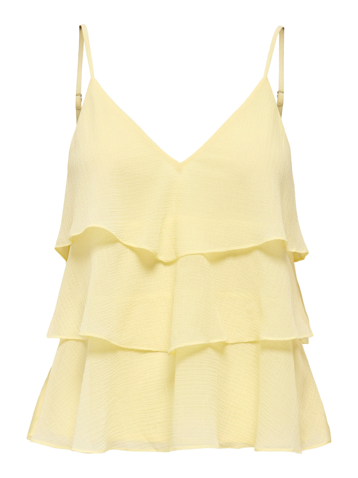 Top: Flounce Singlet LINN - Yellow Double Cream - ONLY