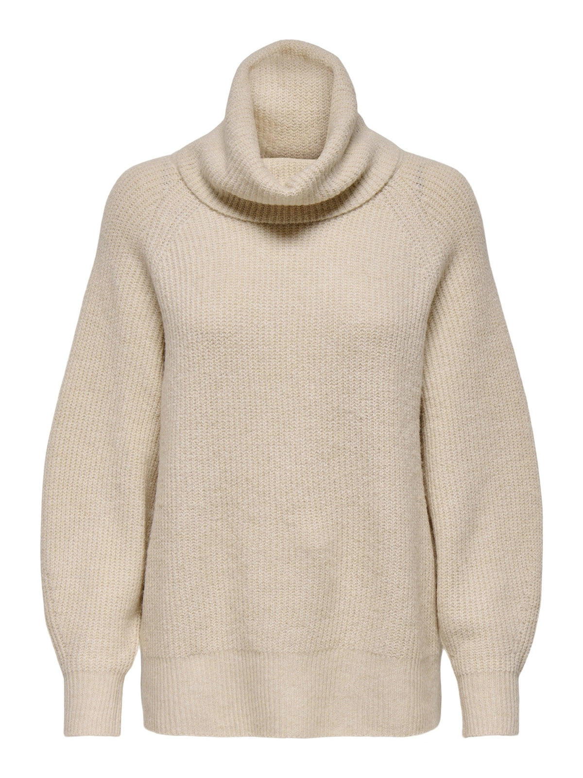 Jumper: Knit Wool Mix Roll Neck Long Sleeve  WHITNEY - Beige