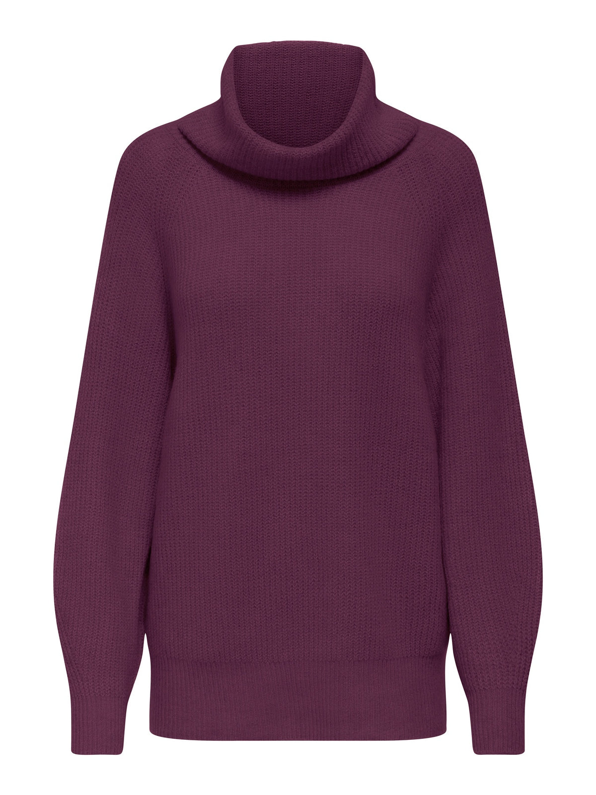 Jumper: Knit Wool Mix Roll Neck Long Sleeve  WHITNEY - Wine Red