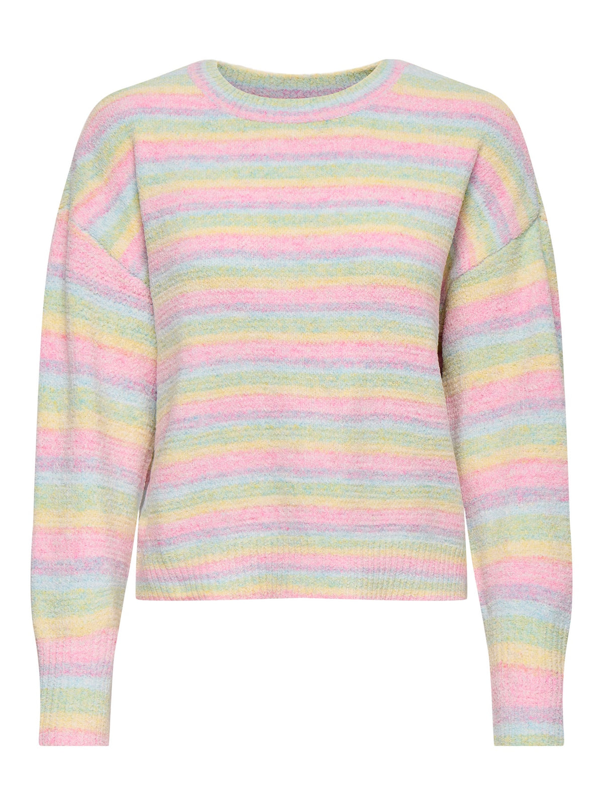 Jumper: Soft Knit Stripe Long Sleeve O Neck JOHANNA  - Rose Pink Rainbow - ONLY