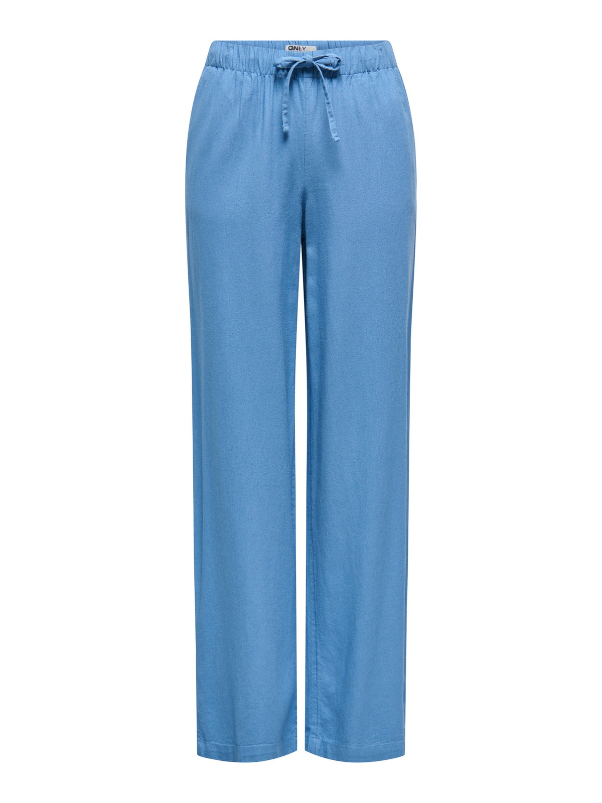 Trousers: Linen Mix Straight Leg Drawstring Waist 32" GOA - Riviera Denim Blue - ONLY