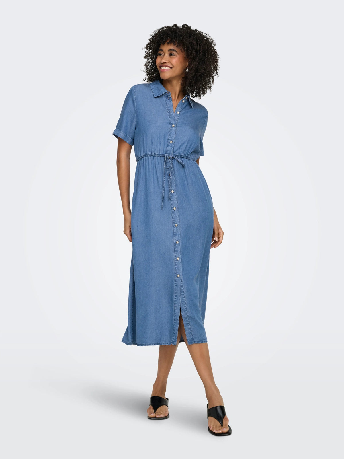 Long dress: TENCEL™ Shirt 2/4 Lengh Denim CHARIS - Medium Blue - ONLY