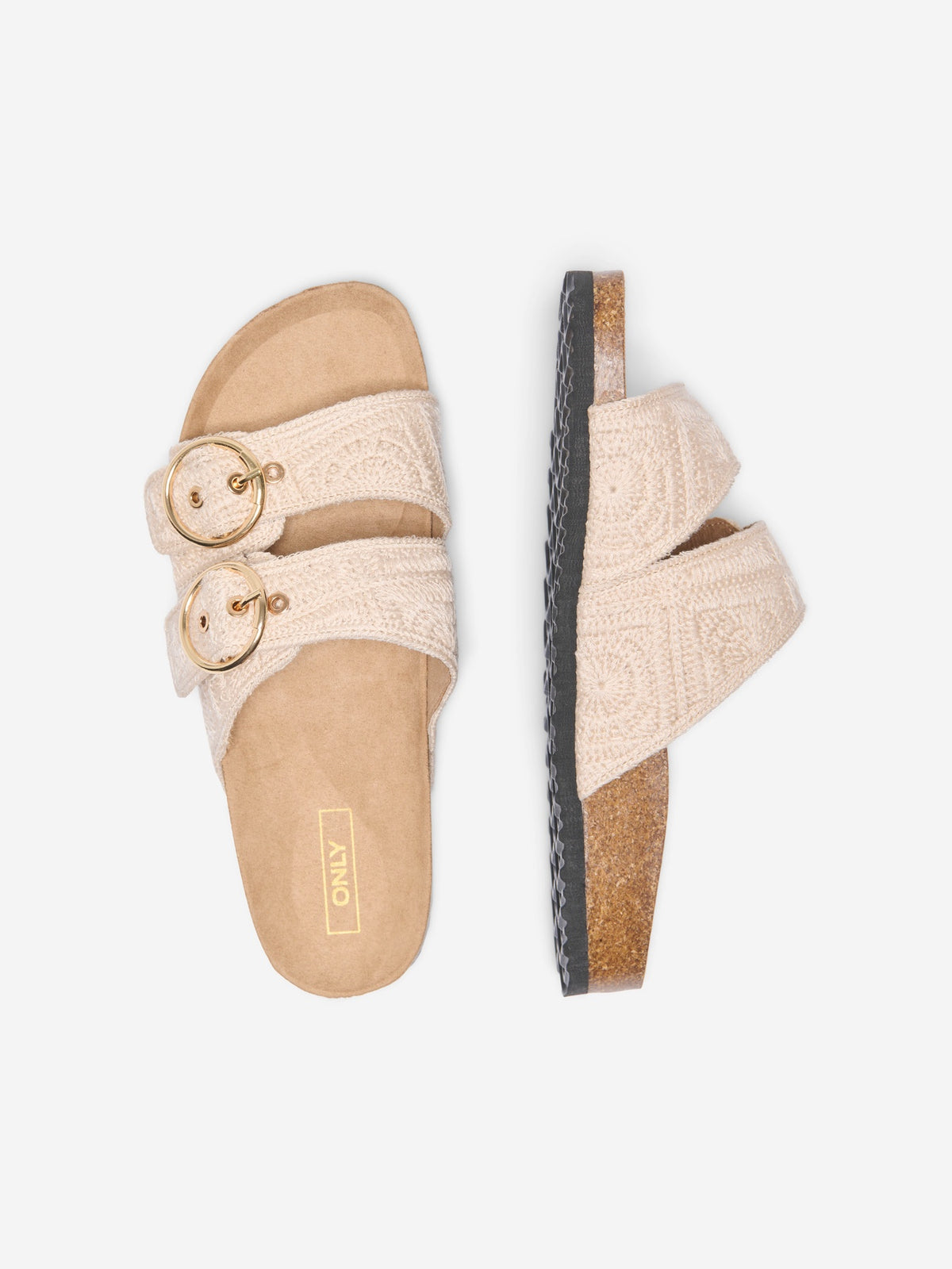 Sandal: Woven Buckle MAXI-15 - Cream - ONLY