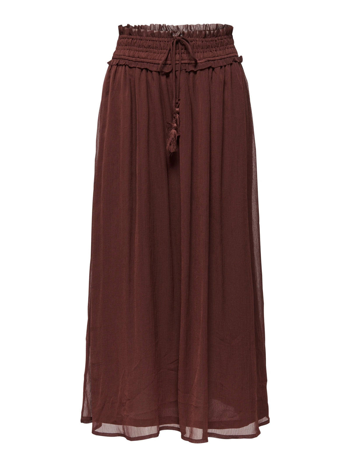 Long skirt: Flowy Layered Chiffon  CILI  - Chocolate Brown Fondant - ONLY
