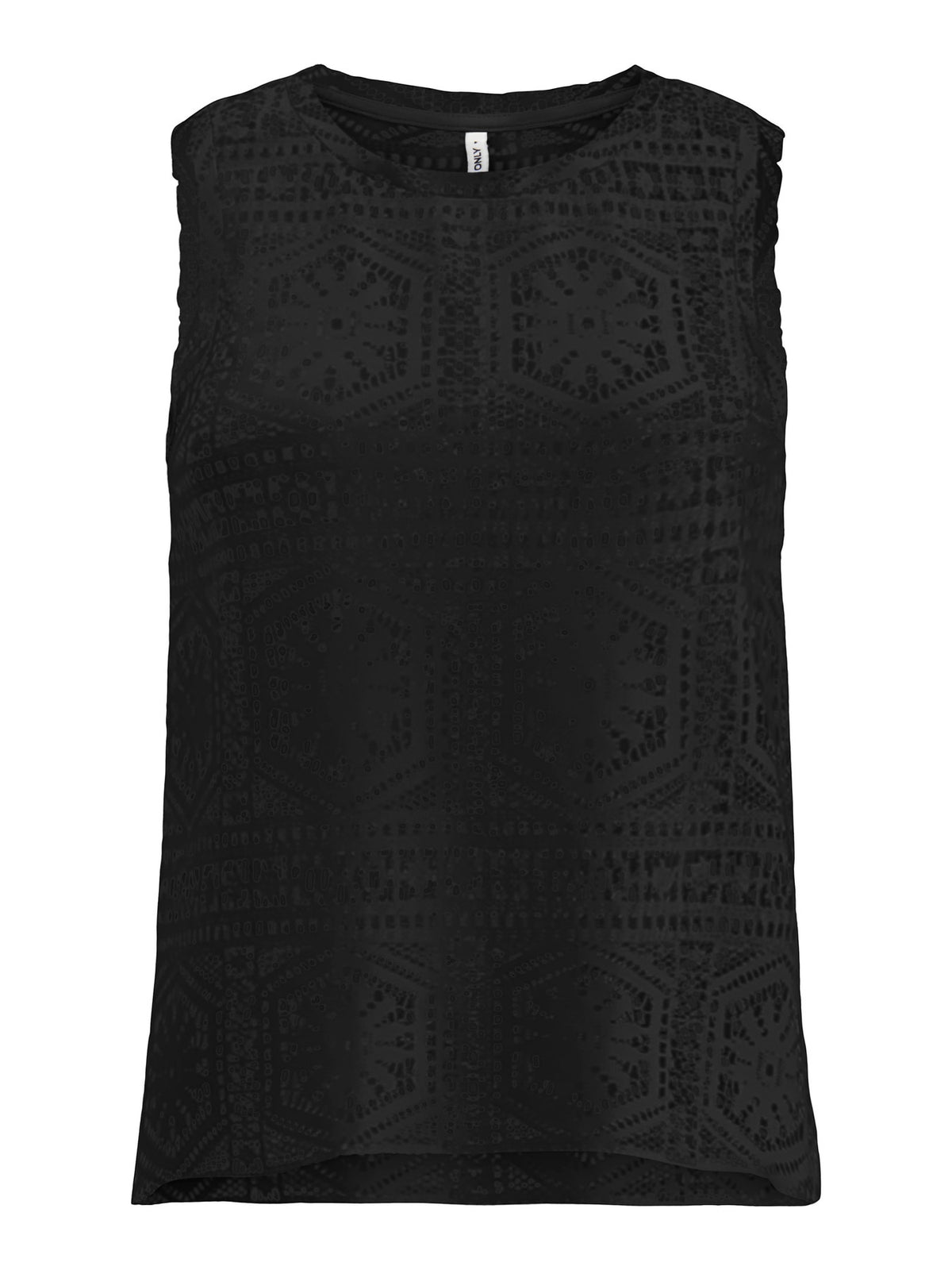Top: Cotton Mix Sleeveless Tank Lace Crochet LIAN  - Black - ONLY