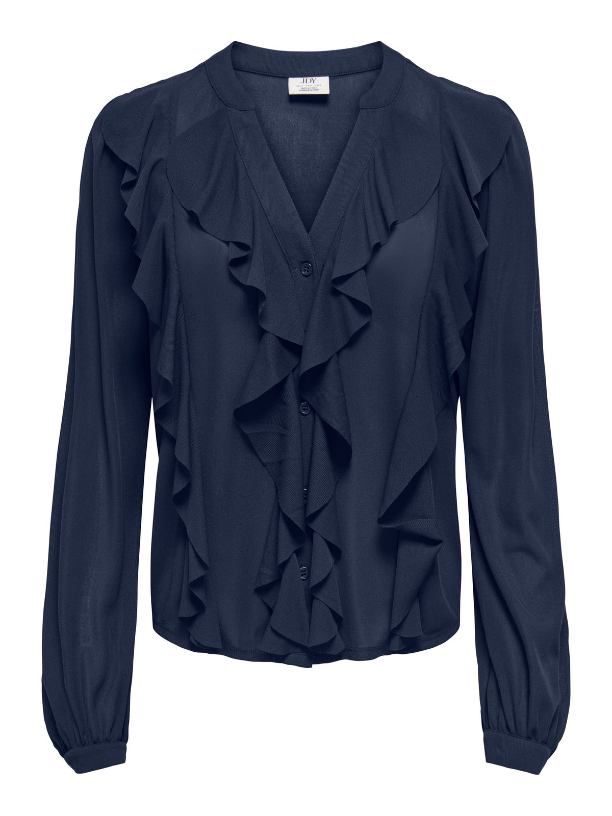 Blouse: Lightweight Long Sleeve Frill USO - Black - JDY