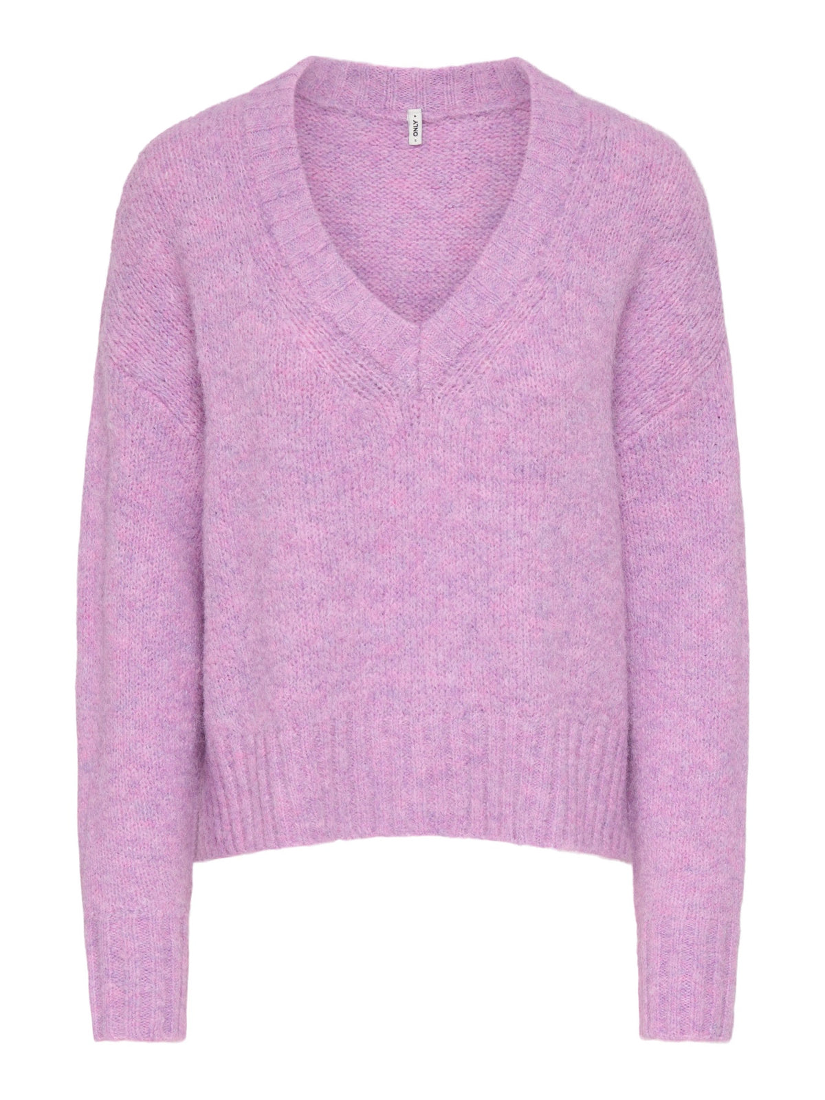Jumper: Soft Knit Dropped Shoulders Loose V Neck FIONA - Violet  - ONLY