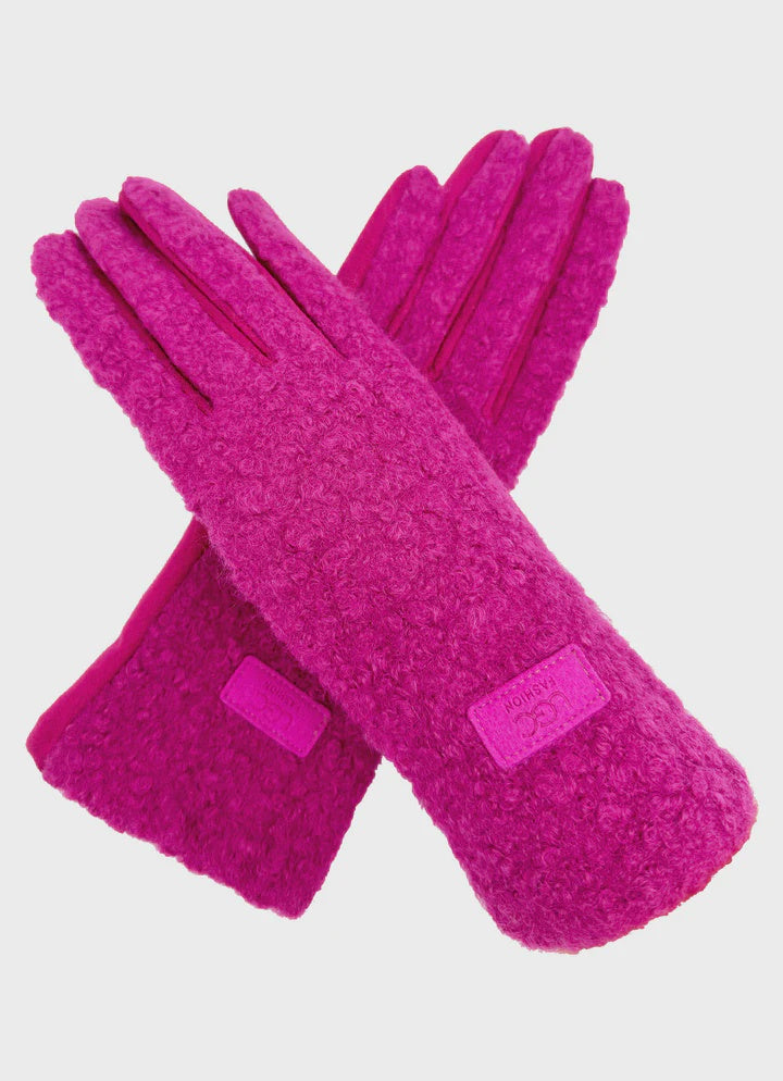 Gloves: Boucle Back Felt Touch Screen - Assorted Colours