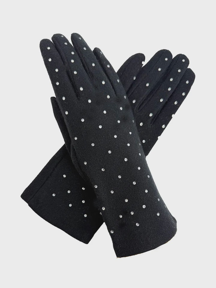 Gloves: Felt with crystals - Assorted Colours