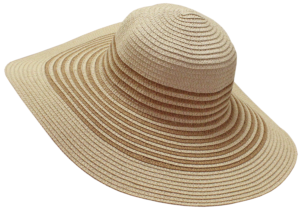 Sun Hat: Straw Striped Wide Rim HERON - Beige - ENVY