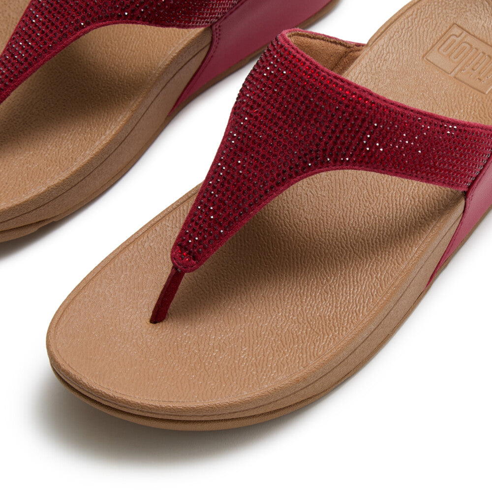 Toe Post Sandals: Crystal Embellished LULU  Flip Flop - Burnt Berry Red - Fitflop
