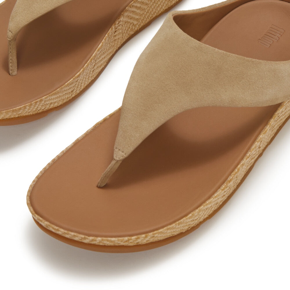 Toe Post Sandals: WEAVE SUEDE LULU GRAPHIC-WEAVE   - Cappuccino Beige - FitFlop