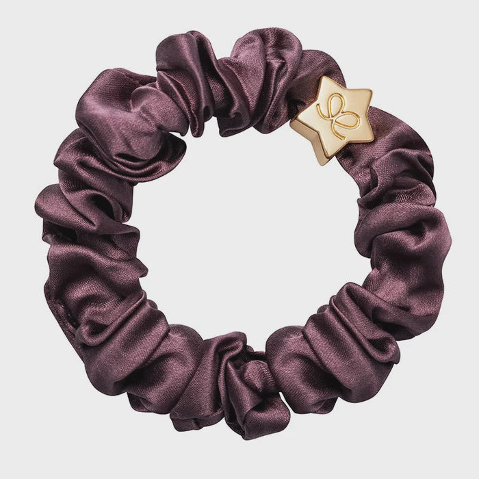 Hairband Bracelet: Silk Scrunchie Gold Star - Mulberry Purple - By Eloise