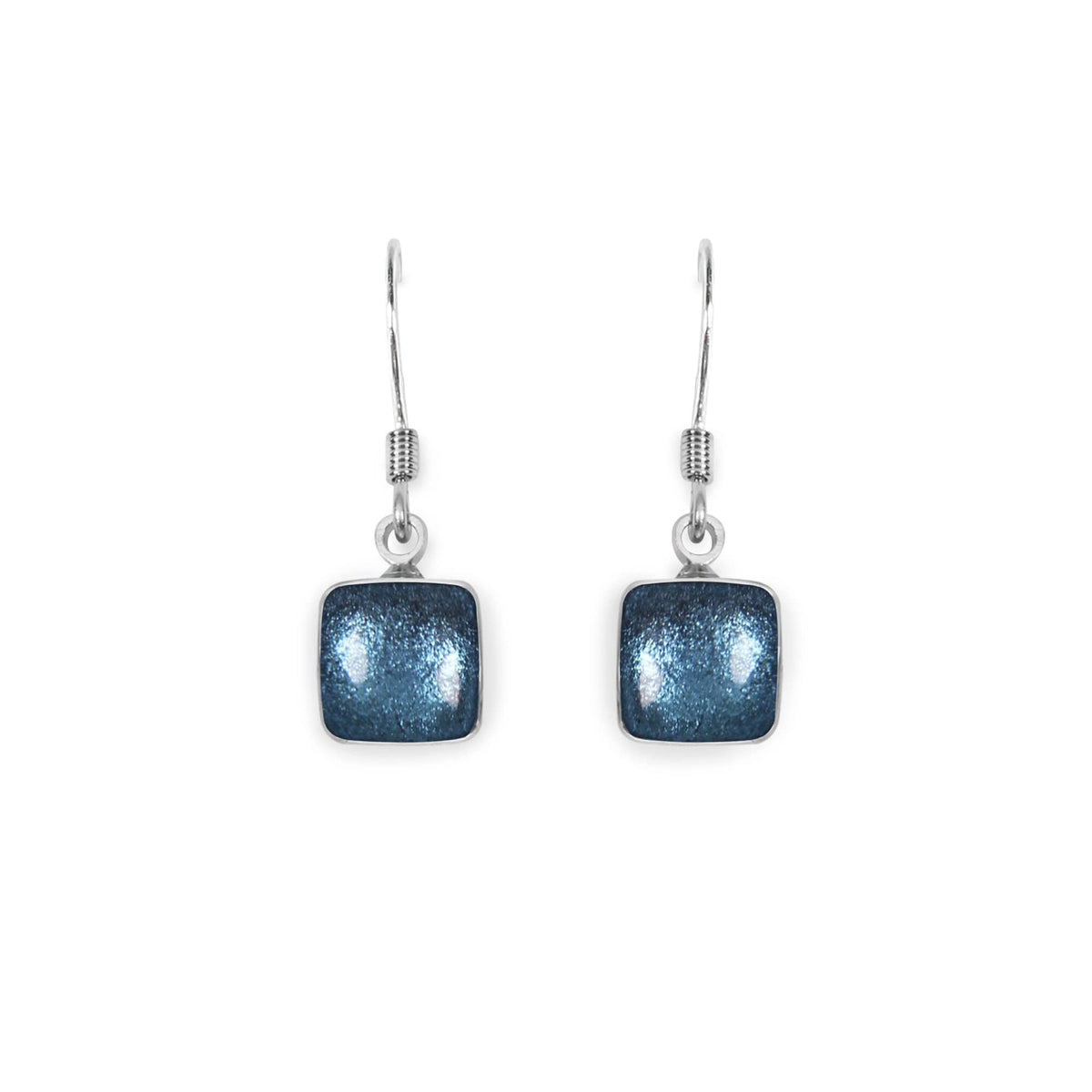 Earrings: Drop Hook Resin Shiny Small Squares  - Arctic - Watch This Space
