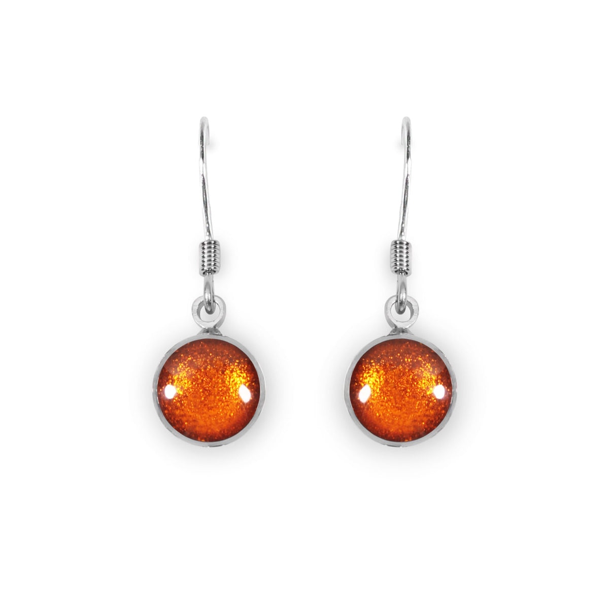 Earrings: Drop Hook Resin Shiny Circles  - Orange - Watch This Space