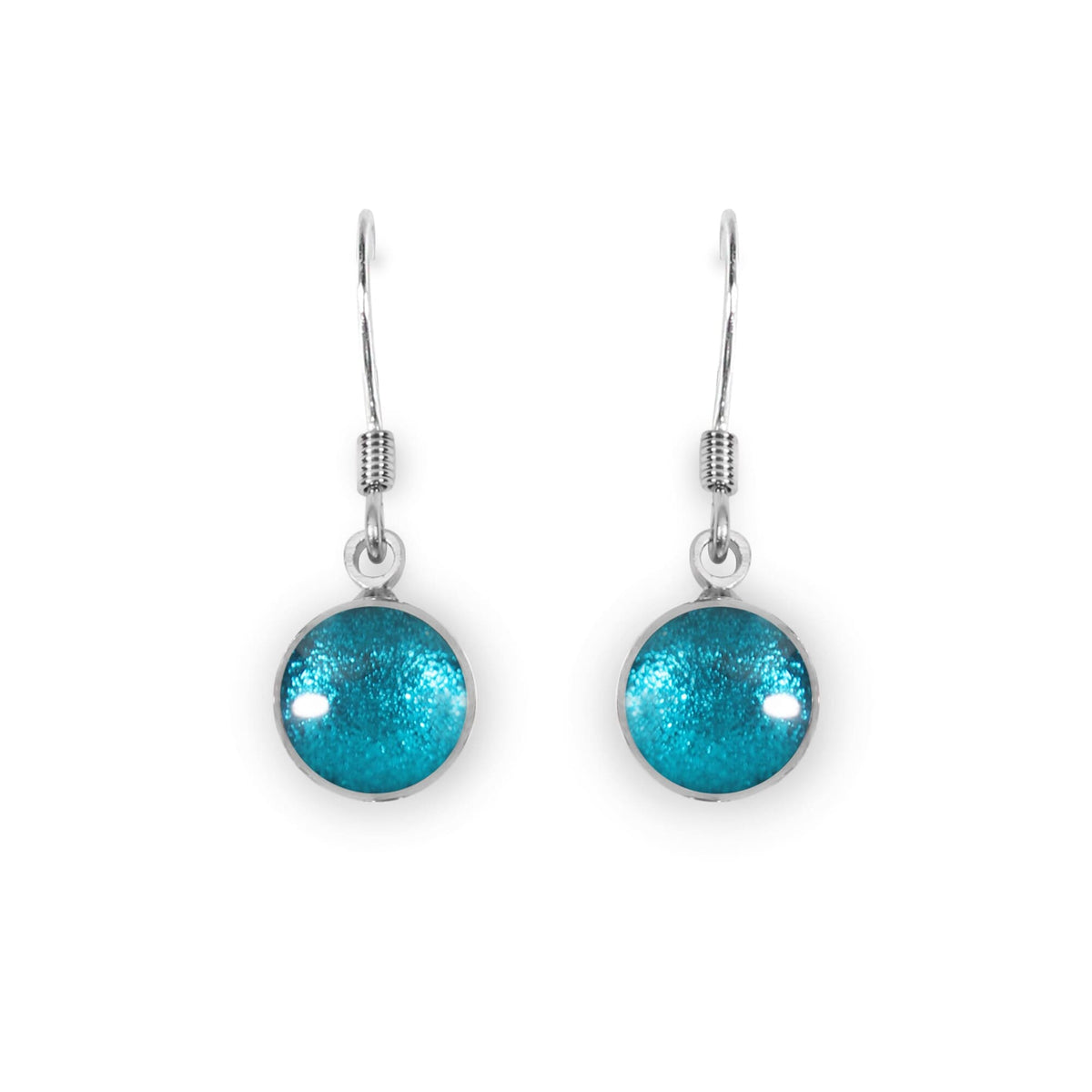 Earrings: Drop Hook Resin Shiny Circles  - Teal - Watch This Space