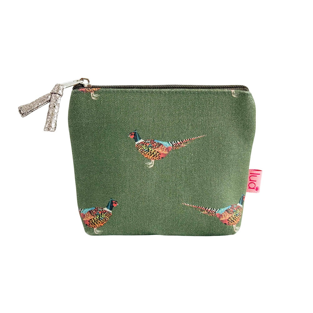 Purse:  Mini Velvet Embroidered Pheasant - Olive Green  - Lua