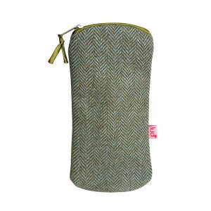Glasses Case: Cotton Herringbone w Zip  - Green - Lua