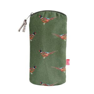 Glasses Case: Cotton Pheasant Piped Trim w Zip - Green - Lua