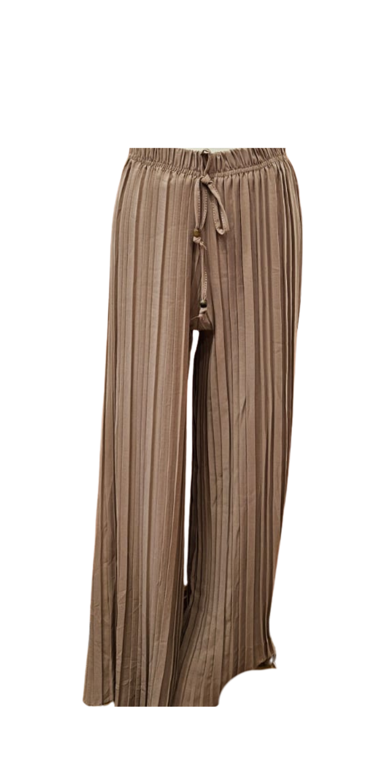 Trousers: Stretch Pleated Wide Leg - Assorted Colours - Luxtyle