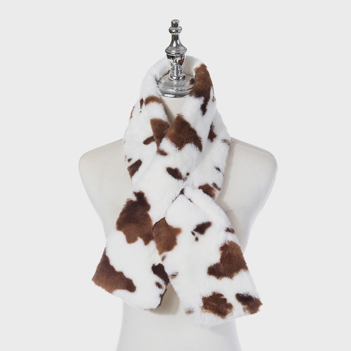 Pull Through Scarf: Faux Fur Soft - Cow Print - Park Lane