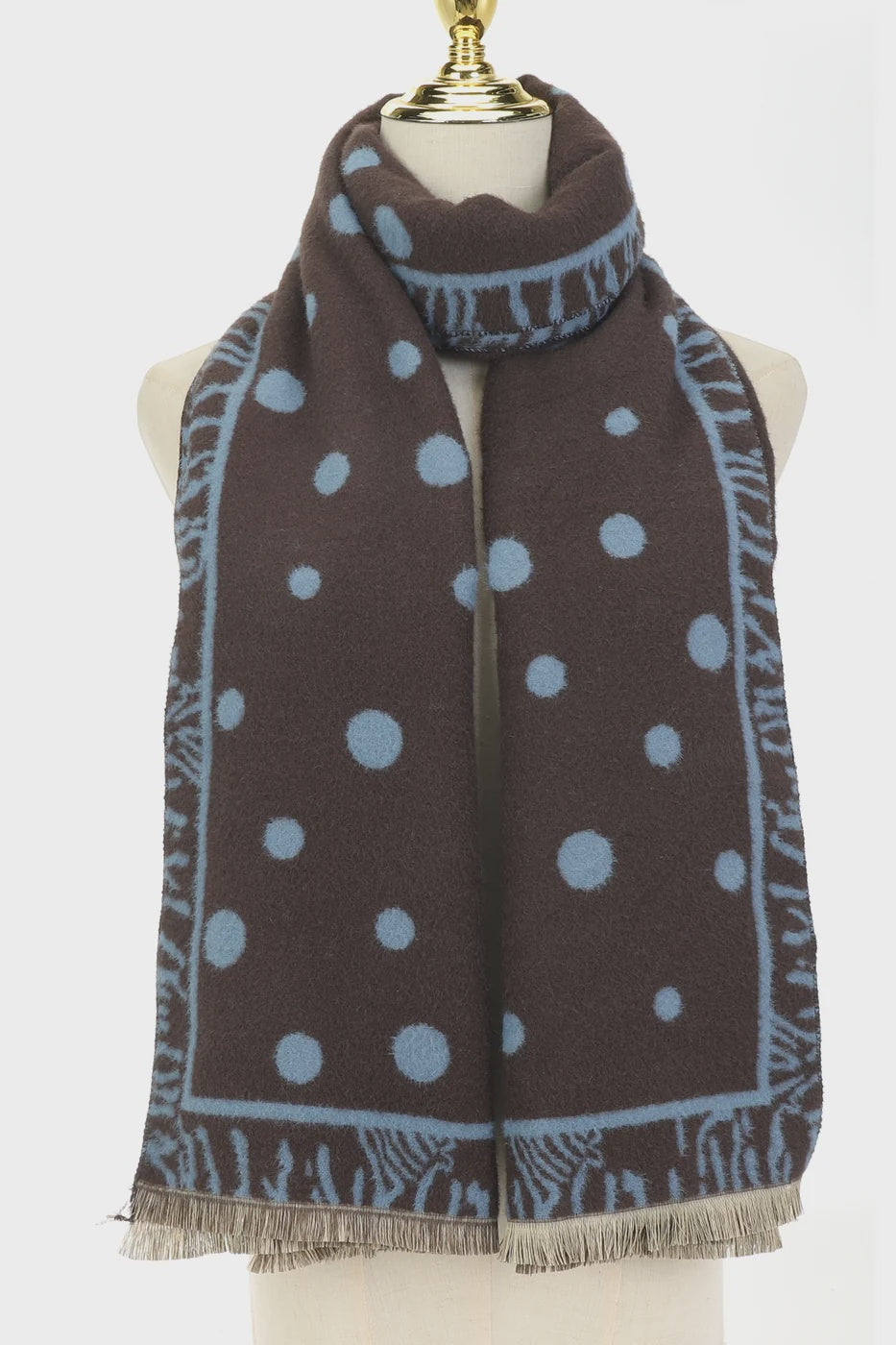 Scarf: Fine Knit Soft Spotty - Brown - Park Lane