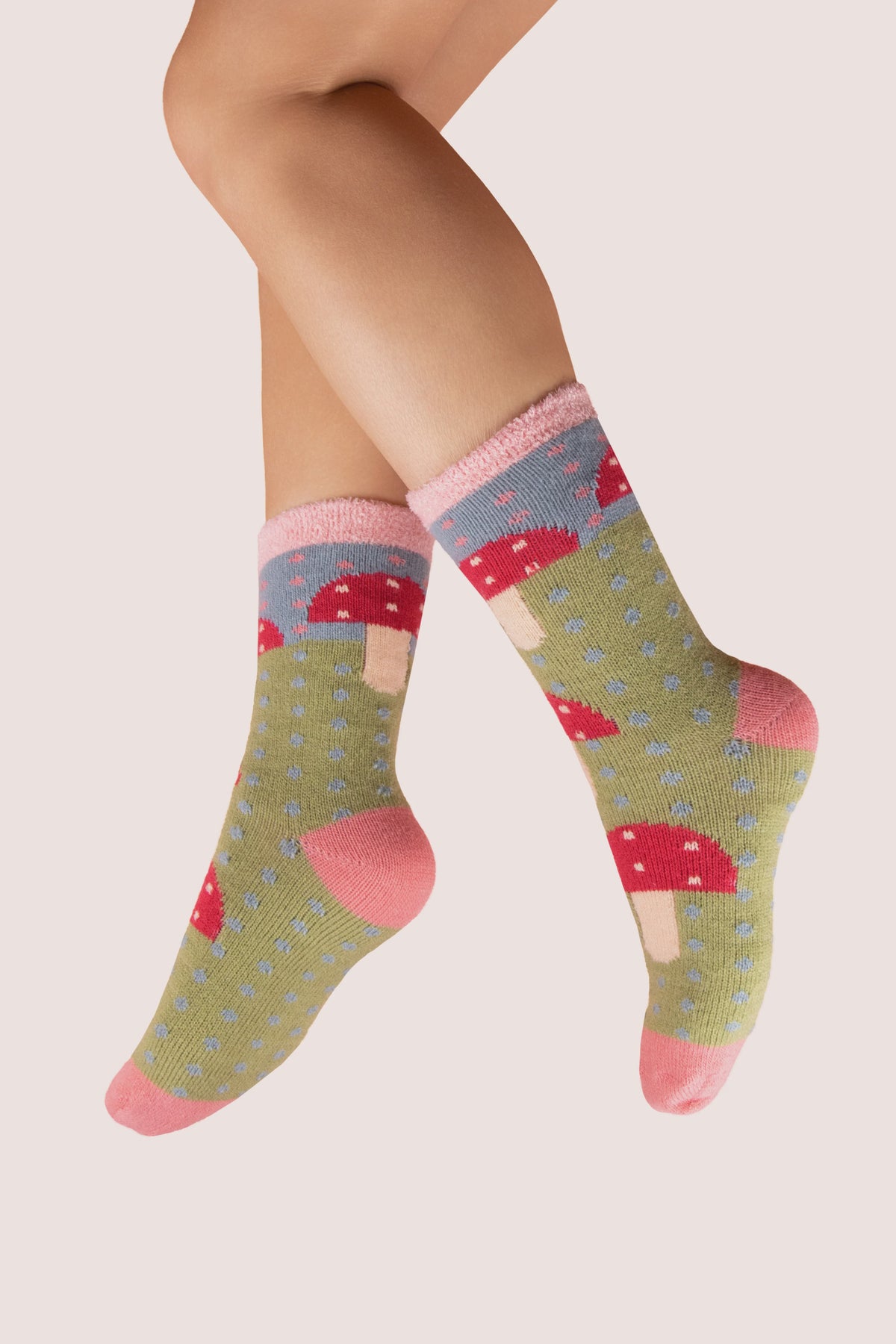 Socks: Ankle Bamboo Cosy Toadstool - Green- FASHION - Powder Designs Ltd